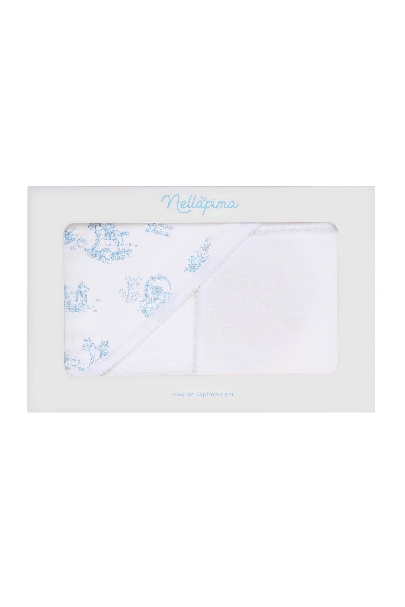 Image of Blue Toile Hooded Towel